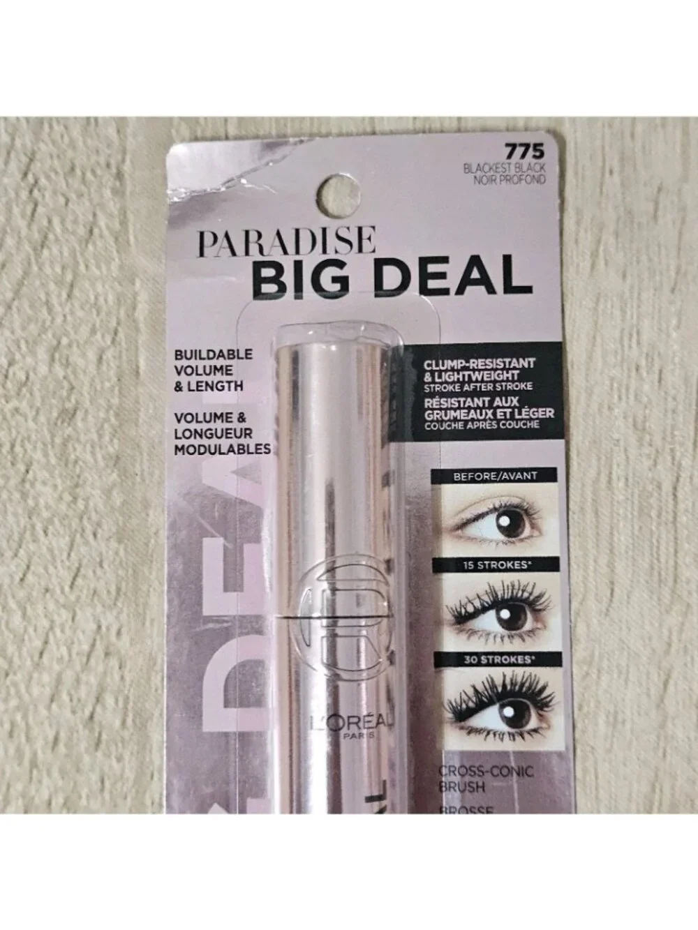 L'Oreal Paris Paradise Big Deal Mascara Volumizing Lengthening,  775 Blackest